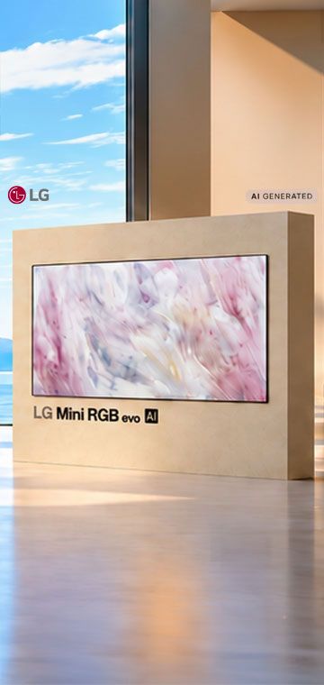 LG OLED evo Gallery TV, Wallpaper OLED und Mini RGB evo Fernseher in einer modernen Kunstgalerie – LG Cashback-Aktion 2026